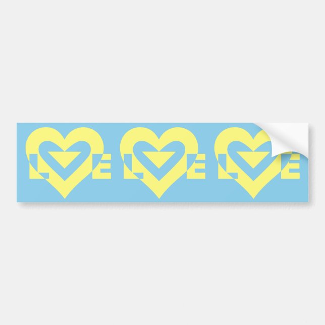 Pegatina Para Coche Love Yellow on Blue (Frente)