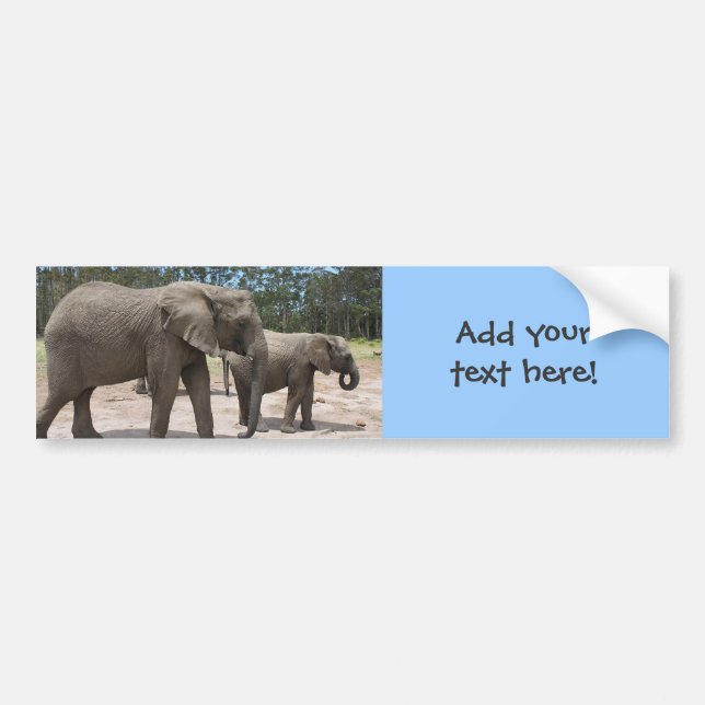 Pegatina Para Coche Madre del elefante y foto del bebé (Frente)
