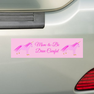 Pegatina Para Coche Madre Personalizado de unicornio, niña rosa bonito