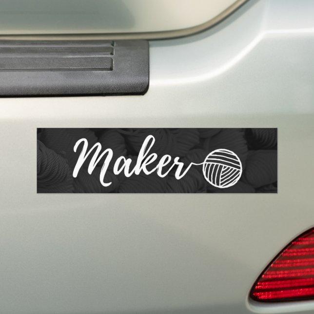 Pegatina Para Coche Maker Crafts & Yarn Typography Dark (en coche)