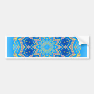Pegatina Para Coche Mandala en azul eléctrico y turquesa