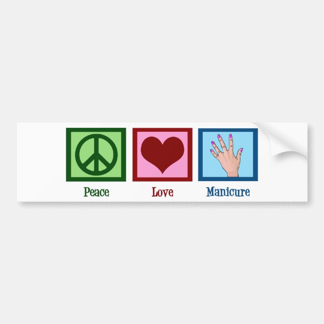 Pegatina Para Coche Manicura de amor por la paz (Frente)