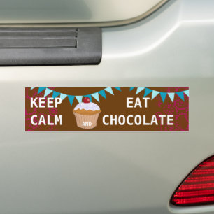 PEGATINA PARA COCHE MANTENER CALMA COMER CHOCOLATE
