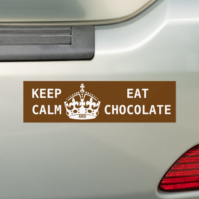 PEGATINA PARA COCHE MANTENER CALMA COMER CHOCOLATE (en coche)