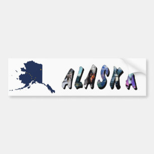 Pegatina Para Coche Mapa azul de la bandera del estado de Alaska y via