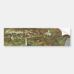 Pegatina Para Coche Mapa de antigüedades, vista panorámica de Washingt