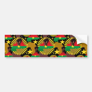 Pegatina Para Coche Mapa de Burkina, bandera y puño de la revolución
