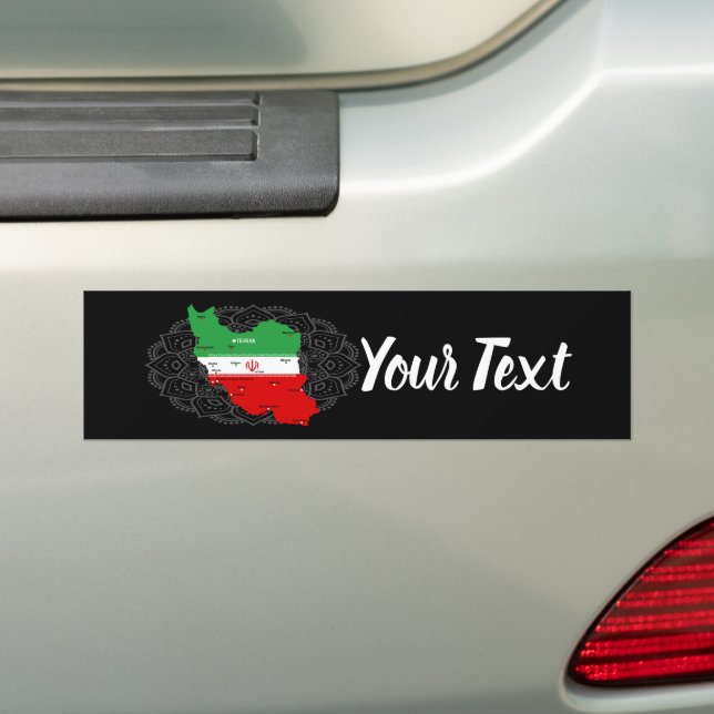 Pegatina Para Coche Mapa de Irán con bandera y emblema (en coche)