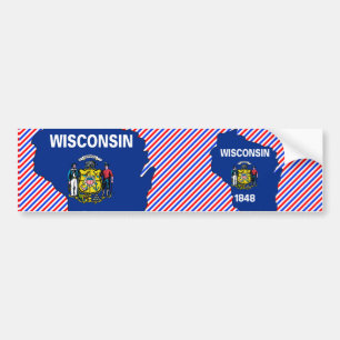 Pegatina Para Coche Mapa de la bandera de Wisconsin