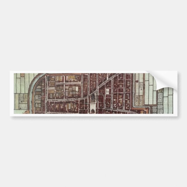 Pegatina Para Coche Mapa de la ciudad de réplicas de Delft 1649 (Frente)