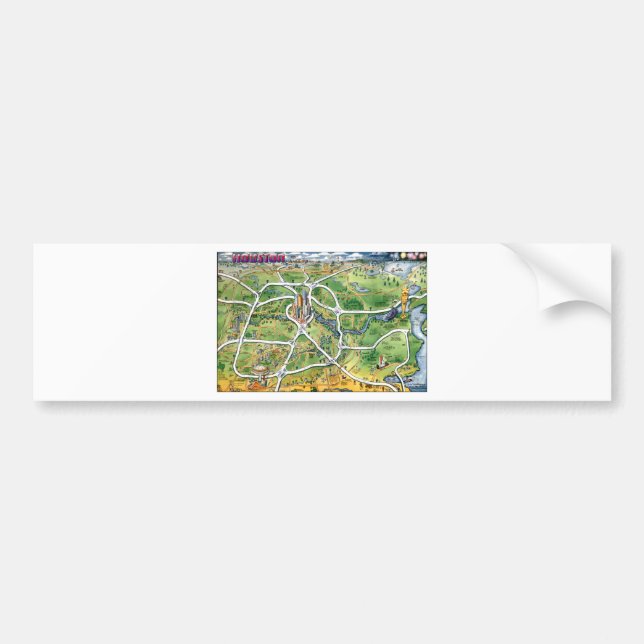 Pegatina Para Coche Mapa de Personalizados de Houston Texas (Frente)