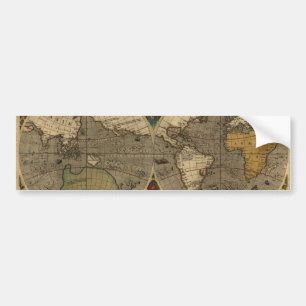 Pegatina Para Coche Mapa del mundo 1595 del vintage de Jodocus Hondius