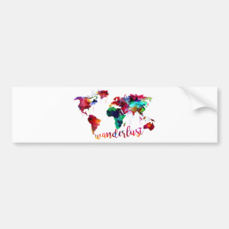 Pegatina Para Coche Mapa del mundo del Wanderlust de la acuarela
