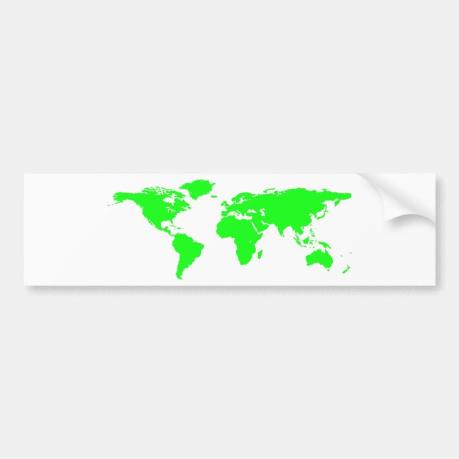 Pegatina Para Coche Mapa Verde del Mundo Blanco (Frente)