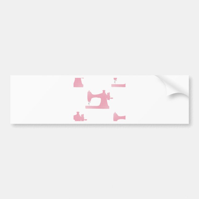 Pegatina Para Coche máquina de coser rosa (Frente)