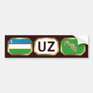 Pegatina Para Coche Marcador de código de mapa de bandera de Uzbekistá