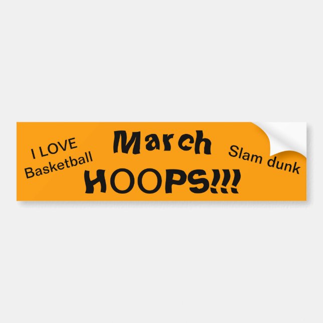Pegatina Para Coche March HOOPS Love Basketball Bumper Sticker (Frente)