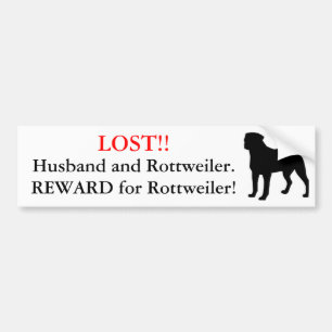 Pegatina Para Coche Marido perdido y Rottweiler. ¡Recompensa!