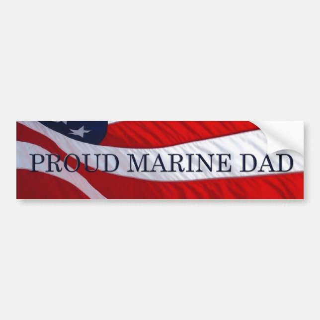 Pegatina Para Coche Marine Dad American Flag Bumper Sticker (Frente)
