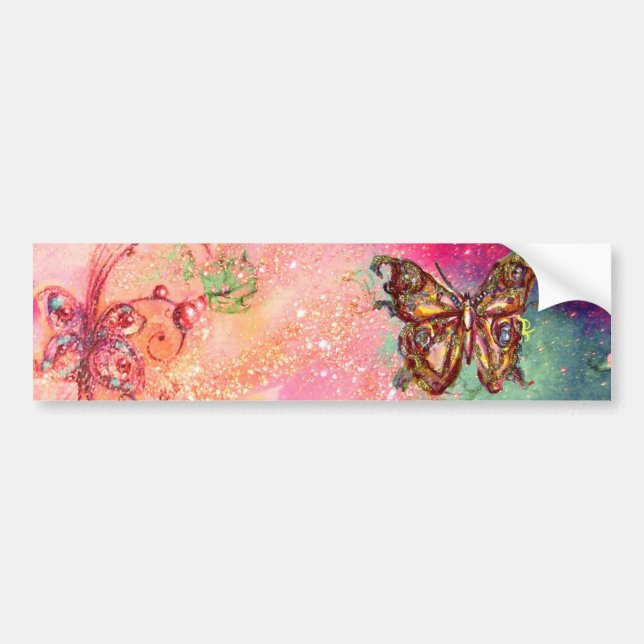 PEGATINA PARA COCHE MARIPOSA EN BRILLOS DE ORO (Frente)