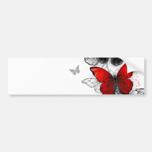 Pegatina Para Coche Mariposas Morpho voladoras negras y rojas
