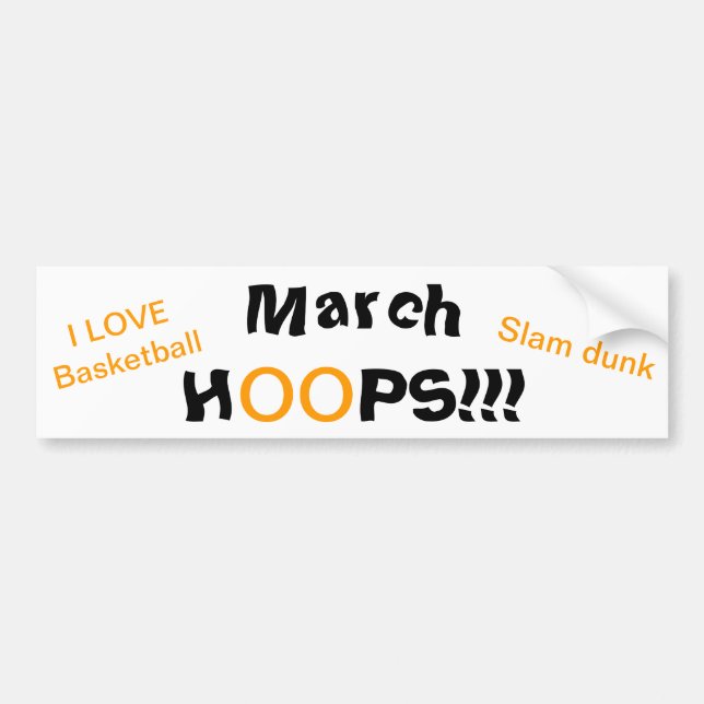 Pegatina Para Coche Marzo HOOPS Baloncesto Bumper Sticker (Frente)