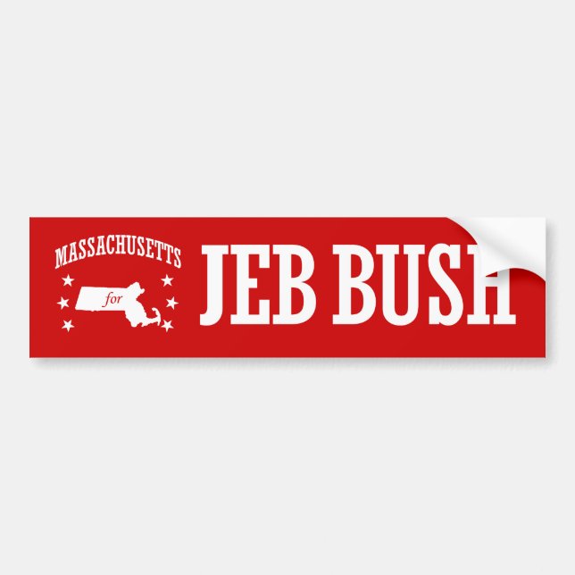 PEGATINA PARA COCHE MASSACHUSETTS PARA JEB BUSH (Frente)