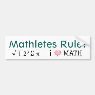 Pegatina Para Coche Mathletes Regla I Love Math y i 8 sum pi Fun