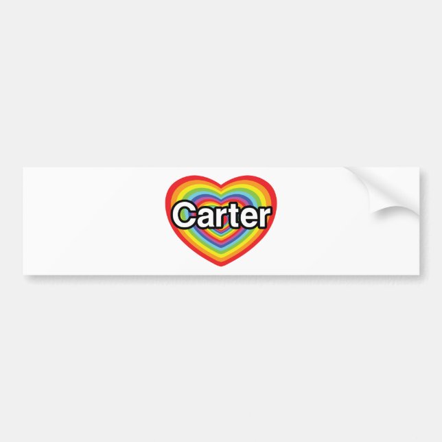 Pegatina Para Coche Me encanta Carter: corazón de arco iris (Frente)