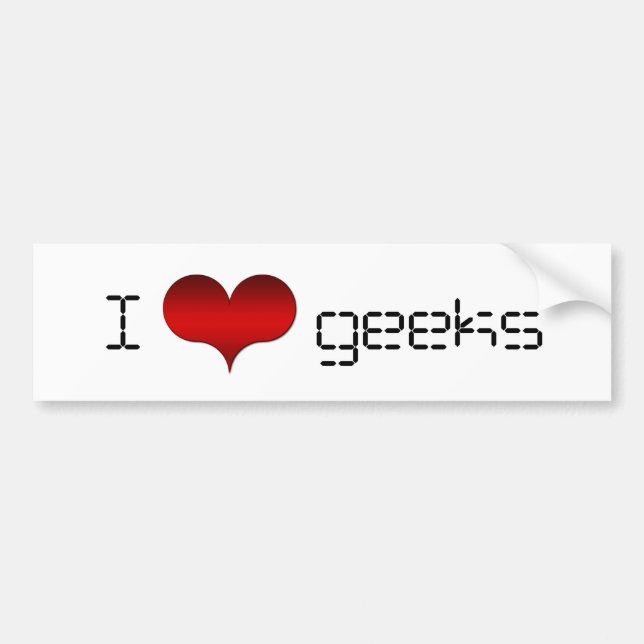 Pegatina Para Coche Me encanta (Heart Geeks Bumper Sticker) (Frente)