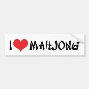 Pegatina Para Coche Me encanta Heart Mahjong - Amante del Mah Jong