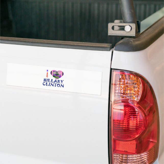 Pegatina Para Coche Me encanta Hillary Heart Art Bumper Sticker (En Camión)