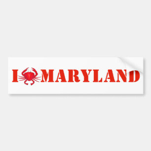 Pegatina Para Coche Me encanta Maryland Red Crab Crabs Bumper Sticker
