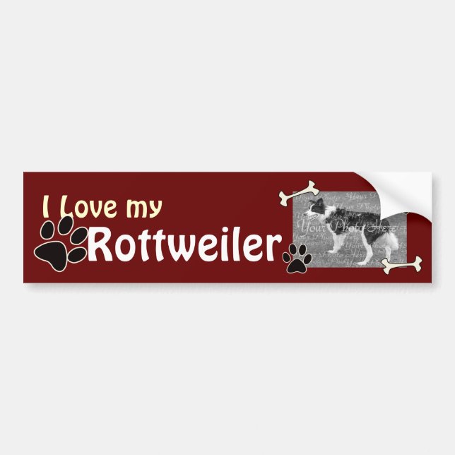 Pegatina Para Coche Me encanta mi adhesivo de parachoques Rottweiler (Frente)