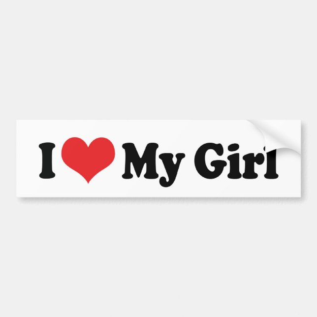 Pegatina Para Coche Me encanta mi Chica Bumper Sticker (Frente)