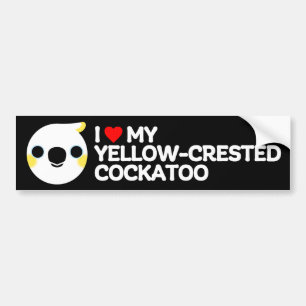 PEGATINA PARA COCHE ME ENCANTA MI COCKATOO DE CREENCIA AMARILLA