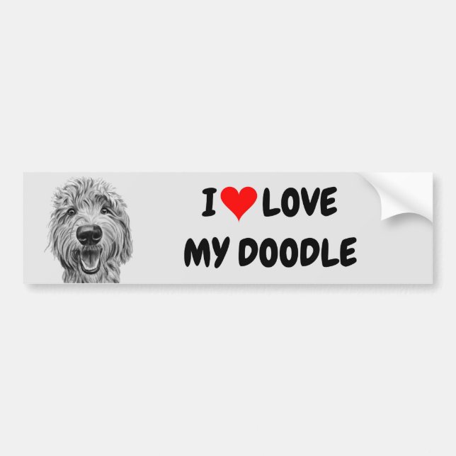 Pegatina Para Coche Me encanta mi Doodle (Frente)