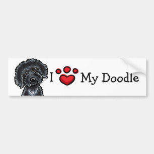 Pegatina Para Coche Me encanta mi Doodle Black Labradoodle