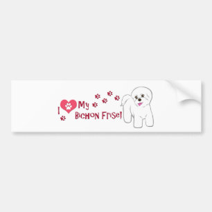 Pegatina Para Coche ¡Me Encanta Mi Frisa Bichon!