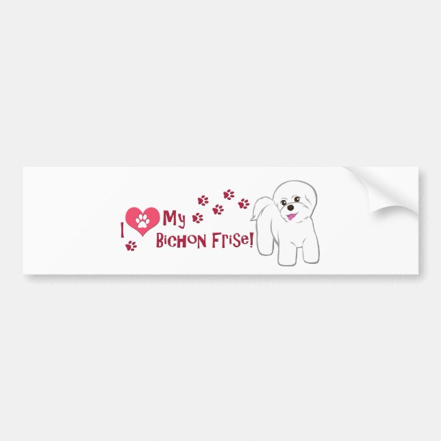 Pegatina Para Coche ¡Me Encanta Mi Frisa Bichon! (Frente)