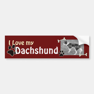 Pegatina Para Coche Me encanta mi plantilla de Dachshund Photo