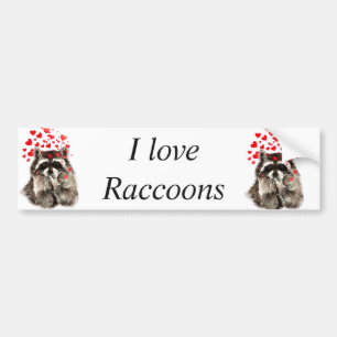Pegatina Para Coche Me encanta Raccoons Gracioso Raccoon que respira a