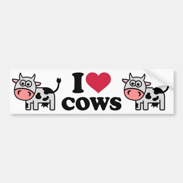 Pegatina Para Coche Me encantan las vacas (Frente)