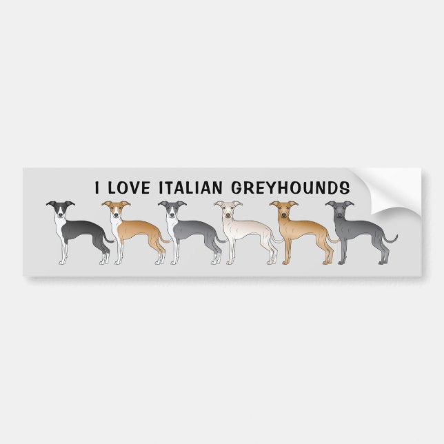 Pegatina Para Coche Me Encantan Los Greyhounds Italianos Con Perros De (Frente)