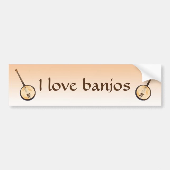 Pegatina Para Coche Me Encantan Los Instrumentos De Música Banjo. (Frente)