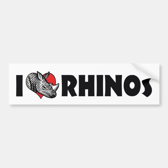 Pegatina Para Coche Me encantan los rinocerontes cardíacos - Rhinocero (Frente)