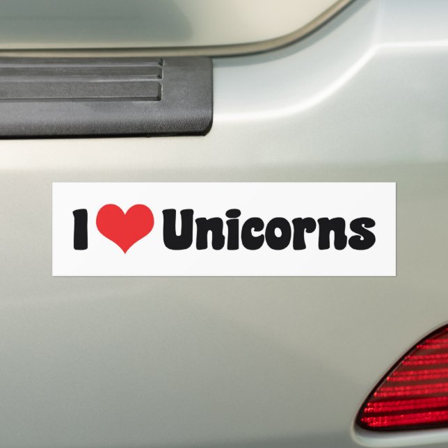 Pegatina Para Coche Me Encantan Unicornios de Corazón (en coche)
