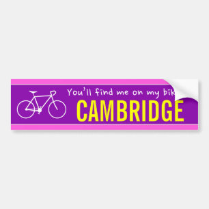 Pegatina Para Coche "Me encontrarás en mi bicicleta en CAMBRIDGE" (Can