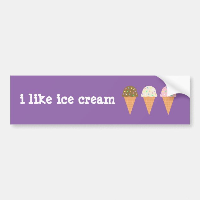 Pegatina Para Coche me gusta el helado Bumper Sticker (Frente)