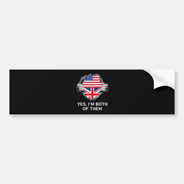 Pegatina Para Coche Media estadounidense mitad británica bandera de In (Frente)